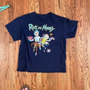 Rick and Morty Swimming Graphic Tee Cartoon TV‎ Show Fan T-Shirt Blue